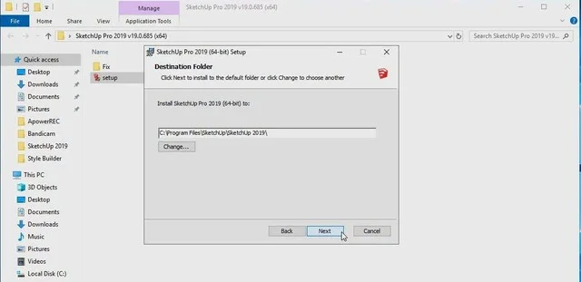 Link Tải SketchUp Pro 2019 Full Crack Mới (Google Drive) 11 Tiếp tục nhấn next để cài đặt phần mềm