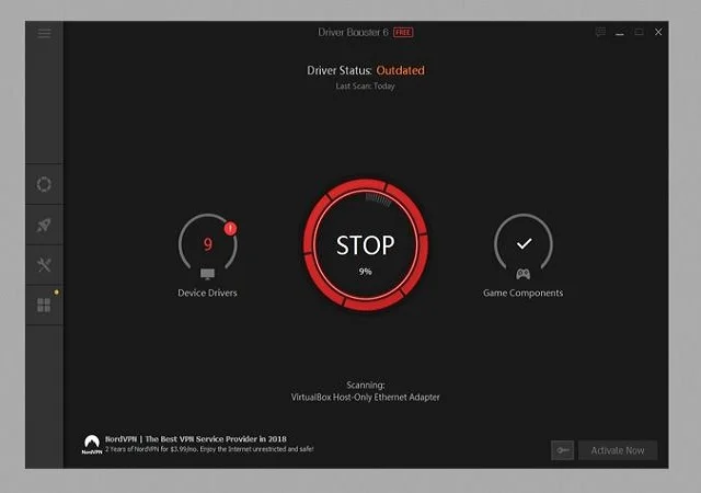Hướng dẫn cài đặt phần mềm Driver Booster mới nhất 6 Xuất hiện nút Scan/ Stop ở giữa màn hình