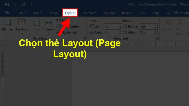Hướng dẫn cách in hết khổ giấy A4 trong Word 2010 từ A đến Z 1 Chọn thẻ Layout (Page Layout).