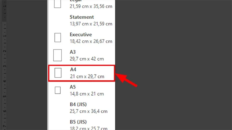 Hướng dẫn cách in hết khổ giấy A4 trong Word 2010 từ A đến Z 8 Chọn A4