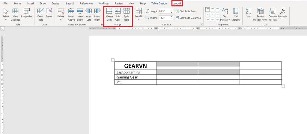 Hướng dẫn cách kẻ ô trong Word chuyên nghiệp, đơn giản 6 Gộp, tách ô trong bảng