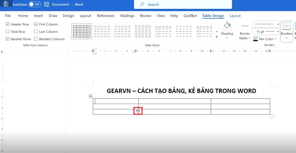 Hướng dẫn cách kẻ ô trong Word chuyên nghiệp, đơn giản 3 Thay đổi kích thước cột trong bảng