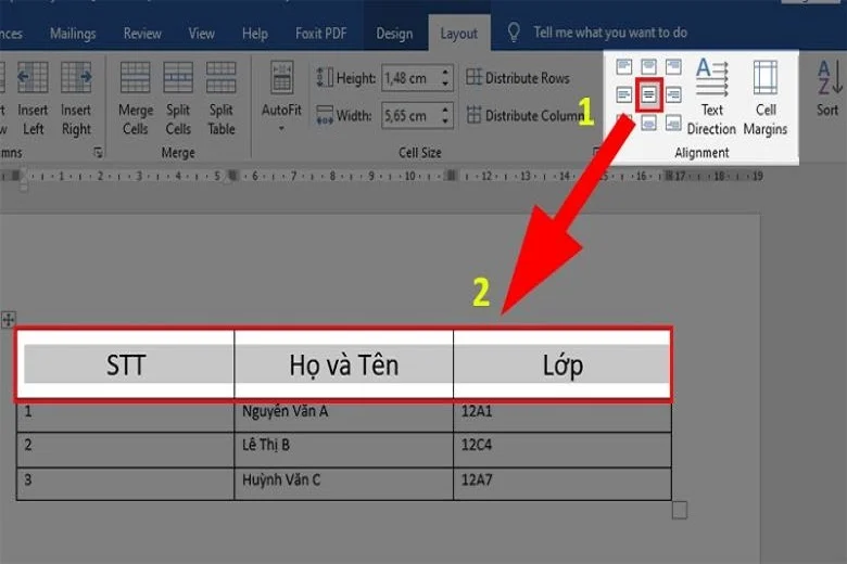 Hướng dẫn cách kẻ ô trong Word chuyên nghiệp, đơn giản 10 Chọn Align Center để thực hiện căn giữa ô