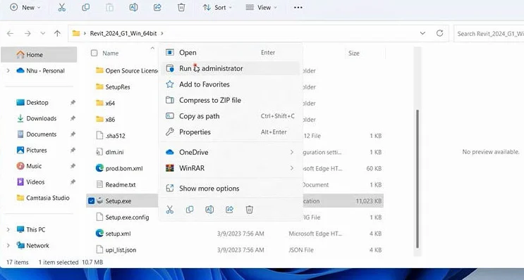 Chọn lệnh Setup.exe