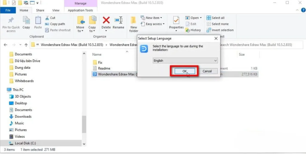 Edraw Max: Hướng Dẫn Tải, Cài Đặt Và Crack Đầy Đủ 3 Chọn ngôn ngữ và nhấn OK