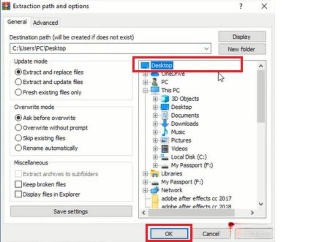Nhấn chọn Desktop -> Chọn OK