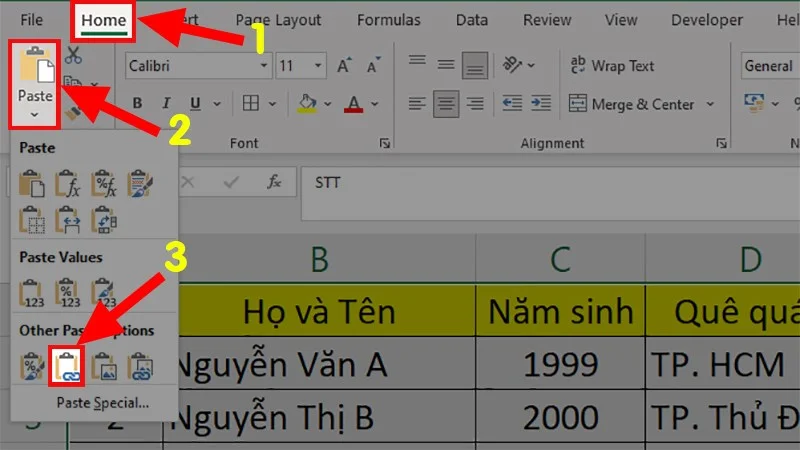 3 cách kết nối dữ liệu giữa 2 sheet trong Excel 7 Chọn thẻ Home