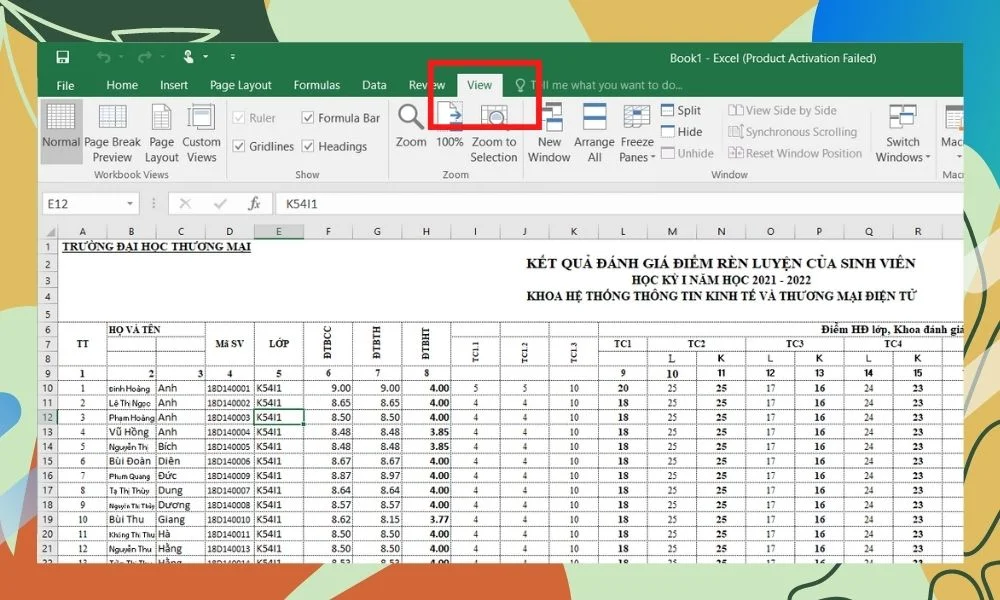 Hướng dẫn cách in Excel vừa trang giấy A4 2 Chọn View