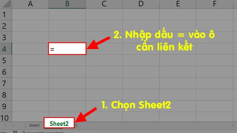 3 cách kết nối dữ liệu giữa 2 sheet trong Excel 2 Gõ dấu bằng = để bắt đầu công thức