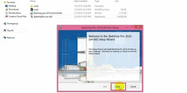 Sketchup Pro 2016: Hướng dẫn tải và cài đặt miễn phí 5 nhấn Next để tiếp tục
