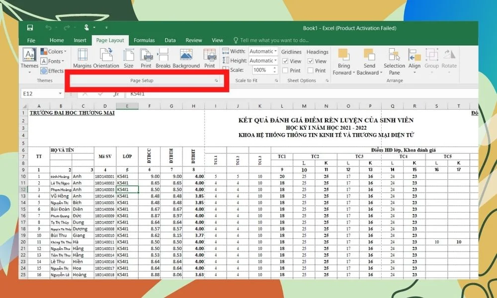Hướng dẫn cách in Excel vừa trang giấy A4 6 Cài đặt Page Setup