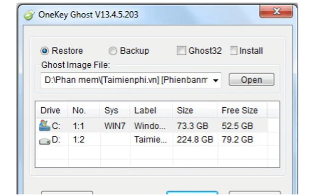 Hướng dẫn tải và sử dụng Onekey Ghost 32bit/64bit 4 Phần mềm tự động được chạy