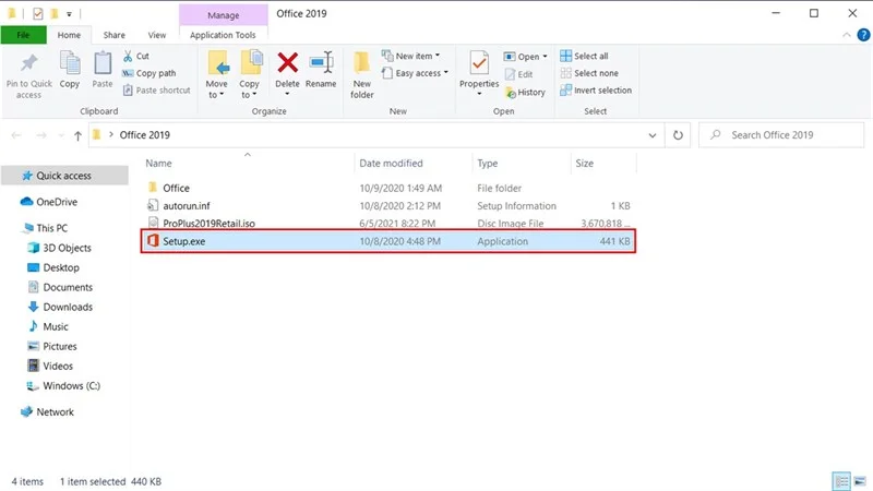 Cài đặt PowerPoint 2019 - Tạo bài thuyết trình chuyên nghiệp với giao diện hiện đại 4 Khởi chạy file cài đặt Setup.exe