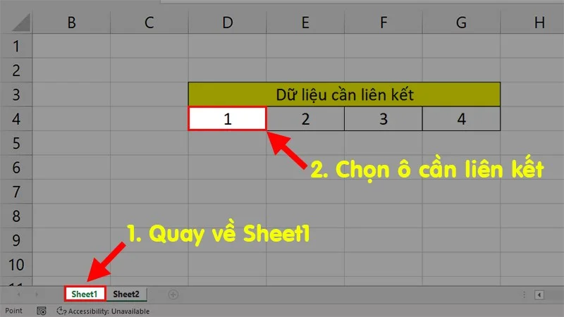 3 cách kết nối dữ liệu giữa 2 sheet trong Excel 3 Quay về Sheet1