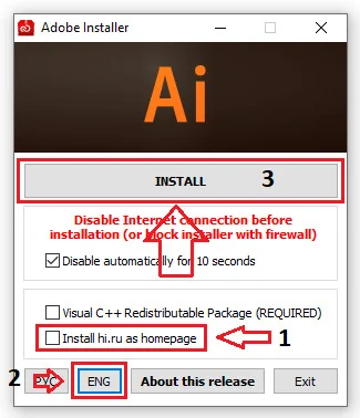Hướng dẫn chi tiết cài đặt Adobe Illustrator 2020 crack vĩnh viễn không cần key 5 chọn INSTALL