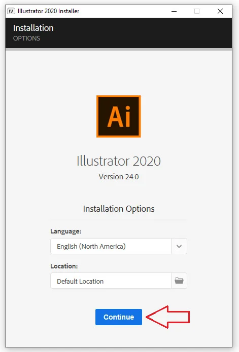 Hướng dẫn chi tiết cài đặt Adobe Illustrator 2020 crack vĩnh viễn không cần key 6 nhấn Continue để tiếp tục
