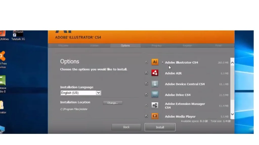 Cài Đặt Adobe Illustrator CS4 Full Crack - Bản Crack Mới Nhất & Ổn Định Nhất 5 nhấn Install để bắt đầu quá trình cài đặt