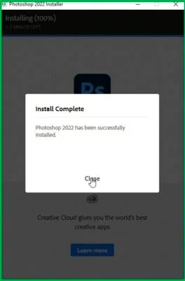 Hướng dẫn tải Photoshop 2022 Full Crack hoàn toàn miễn phí 7 nhấn "Close"