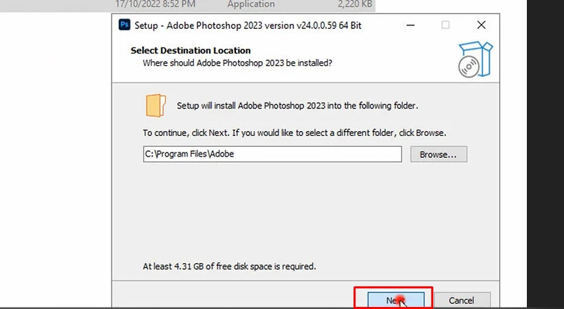 Tải Photoshop 2023 Full MIỄN PHÍ - Dễ dàng & Nhanh chóng 5 Chọn "Next"