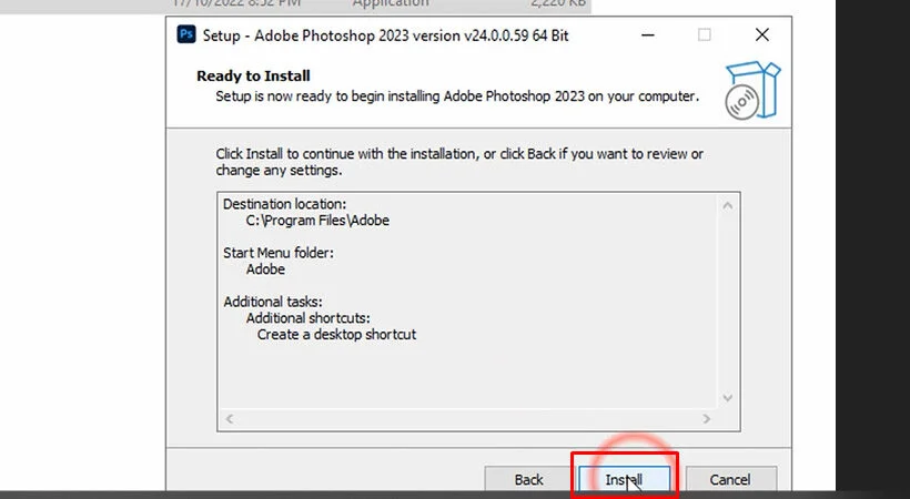 Tải Photoshop 2023 Full MIỄN PHÍ - Dễ dàng & Nhanh chóng 9 Chọn Install để bắt đầu quá trình cài đặt