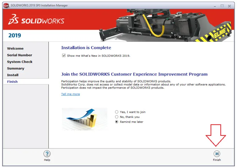 Download SolidWorks 2019 và Hướng dẫn cài đặt phần mềm từ A-Z 15 Finish