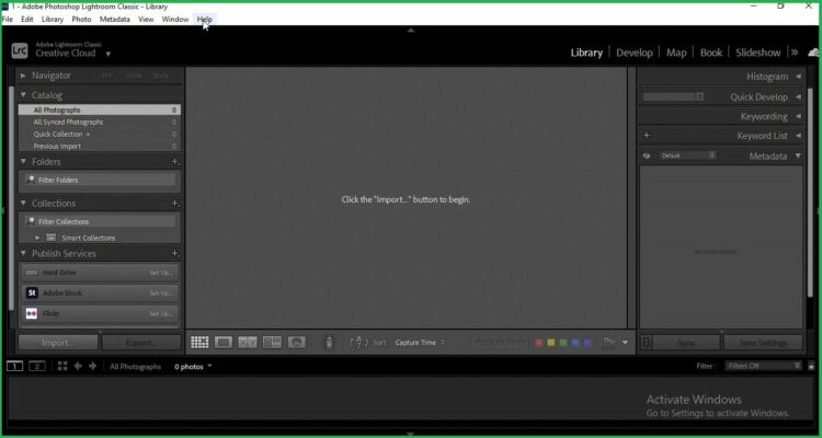 Giao diện phần mềm Adobe Lightroom 2022