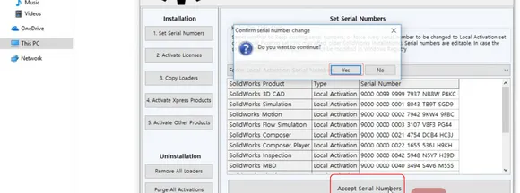 accept serial numbers