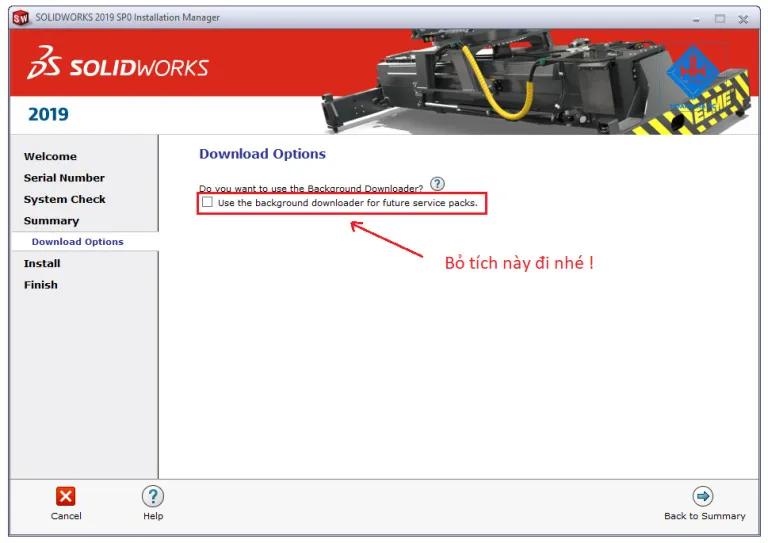 Download SolidWorks 2019 và Hướng dẫn cài đặt phần mềm từ A-Z 12 Bỏ tích và tùy chọn