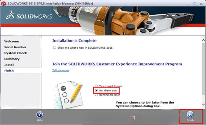 SolidWorks 2015 - Tự Học Cài Đặt Crack Chi Tiết, Nhanh Chóng 7 nhấn Finish