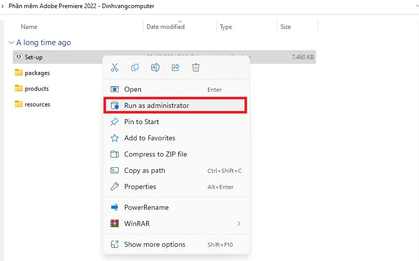 Tải Adobe Premiere Pro 2022 Crack Phiên Bản Mới Nhất Cho Windows & Mac 3 chọn Run As Administrator