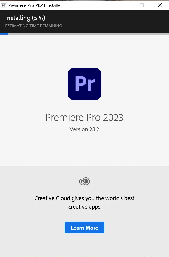 Adobe Premiere Pro 2023 Crack - Phiên bản miễn phí dành cho mọi người dùng 5 Chờ đợi vài phút để phần mềm cài đặt hoàn tất.