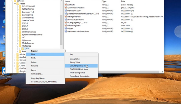 chọn “New” rồi “DWORD (32-bit) Value”